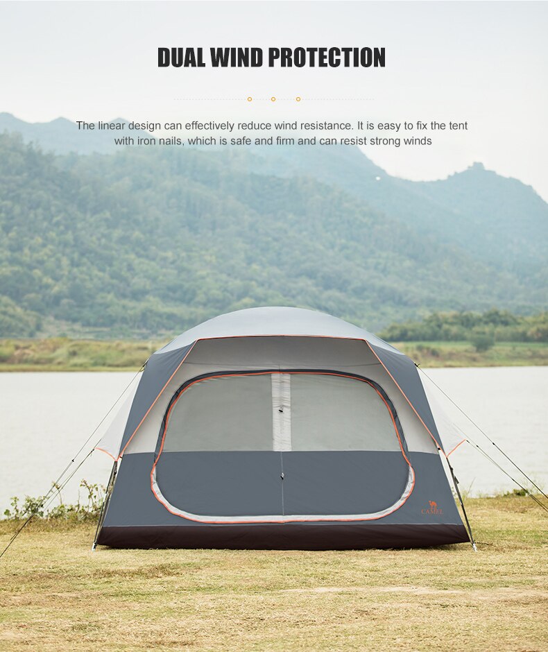 Cheap Goat Tents Golden Camel Outdoor 6 People Camping Tent Quick build Glass Pole Waterproof Sunshade Rainproof Family Tents Camping Suppies   